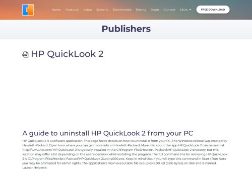 
                            4. HP QuickLook 2 version 2.0.0.6 by Hewlett-Packard - How to uninstall it
