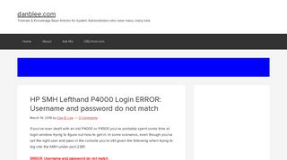
                            12. HP SMH Lefthand P4000 Login ERROR: Username and password do ...