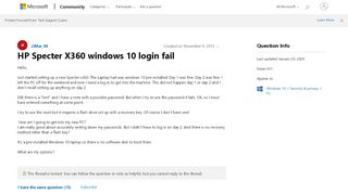 
                            9. HP Specter X360 windows 10 login fail - Microsoft Community