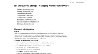 
                            2. HP StoreVirtual Storage - Managing Administrative Users