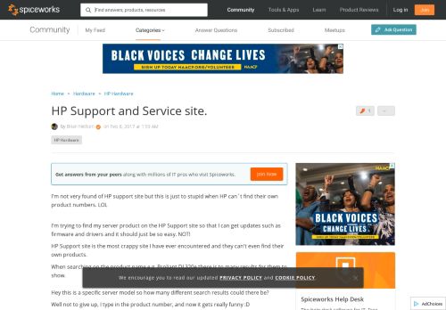 
                            11. HP Support and Service site. - Spiceworks Community