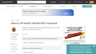 
                            5. HP Switch 1920-8G-PoE+ Password - Spiceworks