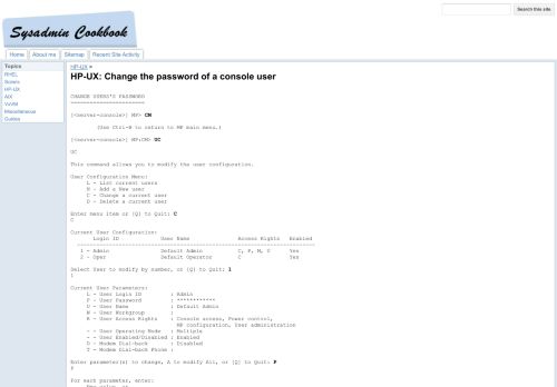 
                            13. HP-UX: Change the password of a console user - syscookbook