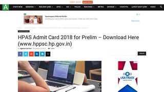 
                            11. HPAS Admit Card 2018 for Prelim – Download Here (www.hppsc.hp ...