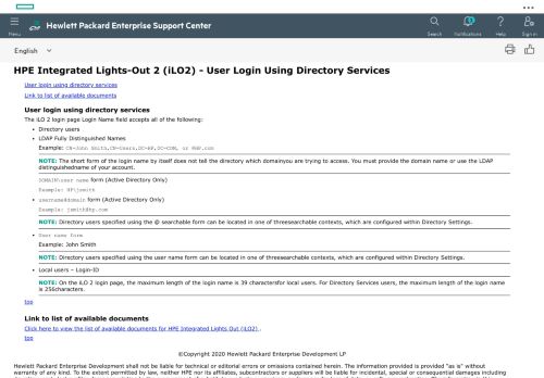 
                            2. HPE Integrated Lights-Out 2 (iLO2) - User Login Using Directory ...