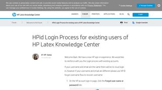 
                            8. HPid Login Process for existing users of HP Latex Knowledge Center