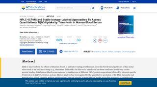 
                            13. HPLC−ICPMS and Stable Isotope-Labeled Approaches To ...