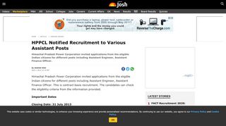 
                            12. HPPCL Notified Recruitment to Various Assistant Posts - Jagran Josh