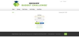 
                            9. H&R Block Budget Challenge > Login