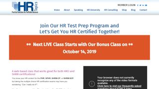 
                            12. HR Certification Test Prep Class - HR Topics - Lori Kleiman