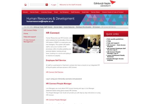 
                            12. HR Connect Self Service - Edinburgh Napier Staff Intranet