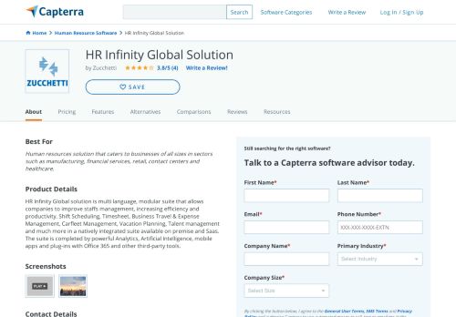 
                            9. HR Infinity Global Solution Reviews and Pricing - 2019 - Capterra