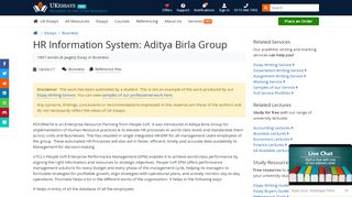 
                            13. HR Information System: Aditya Birla Group - UK Essays