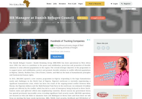
                            11. HR Manager at Danish Refugee Council, February 2019 – NGO Jobs