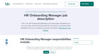 
                            7. HR Onboarding Manager job description template | Workable