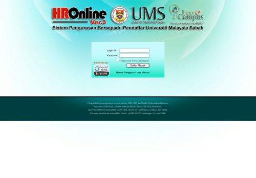 
                            11. HR-Online Ver.3 - Daftar Masuk HR-Online - UMS