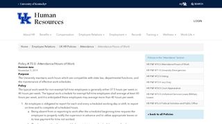 
                            12. HR Policy and Procedure #70.0, Attendance ... - UK Human Resources