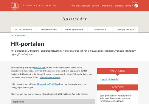 
                            2. HR-portalen | Ansattsider | Universitetet i Bergen