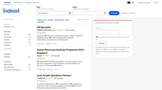 
                            7. HR Specialists Jobs - December 2018 | Indeed.com.sg