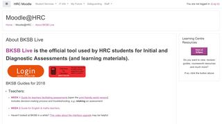 
                            9. HRC Moodle: About BKSB Live