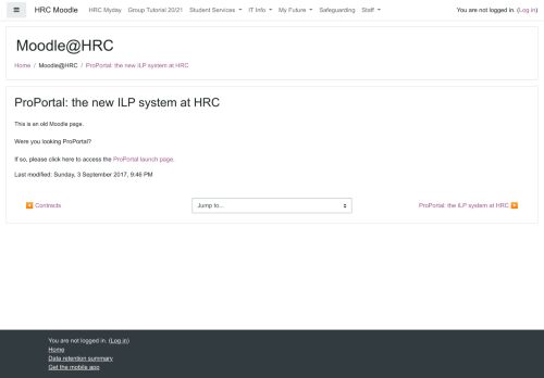 
                            13. HRC Moodle: ProPortal: the new ILP system at HRC