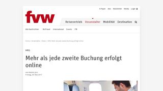 
                            8. HRG: Mehr als jede zweite Buchung erfolgt online - fvw