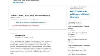 
                            7. HRS Group sucht Product Owner - Hotel Service Products (m/f) in ...