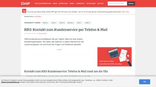 
                            12. HRS: Kontakt zum Kundenservice per Telefon & Mail - CHIP