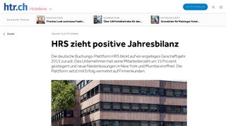 
                            10. HRS zieht positive Jahresbilanz - htr.ch