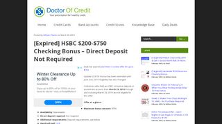 
                            8. HSBC $200-$750 Checking Bonus - Direct Deposit Not Required ...