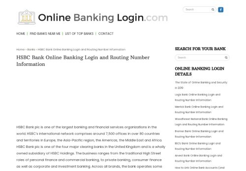 
                            8. HSBC Bank Online Banking Login and Routing Number Information