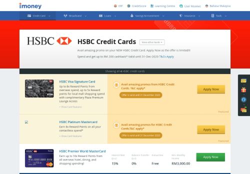 
                            12. HSBC Credit Cards Malaysia - Best Cashback & Rewards Programs