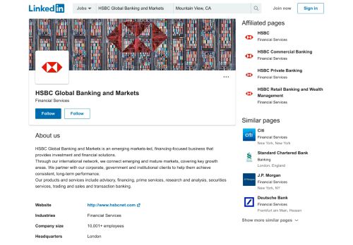 
                            10. HSBC Global Banking and Markets | LinkedIn