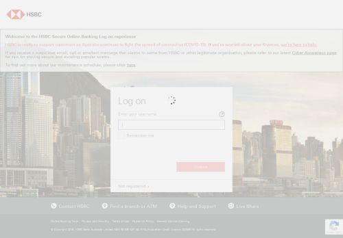 
                            2. HSBC Global Login: Step 1 - Service Temporarily Unavailable