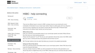 
                            10. HSBC - help connecting – Money Dashboard Support