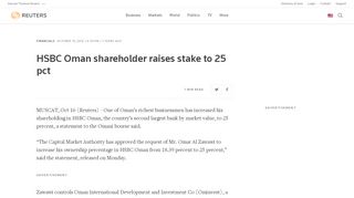 
                            11. HSBC Oman shareholder raises stake to 25 pct | Reuters