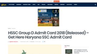 
                            6. HSSC Group D Admit Card 2018 (Released) – Get Here Haryana SSC ...