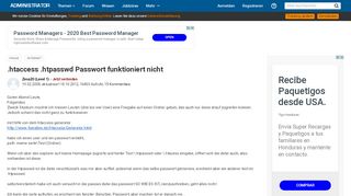 
                            3. htaccess .htpasswd Passwort funktioniert nicht - Administrator