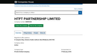 
                            11. HTFT PARTNERSHIP LIMITED - Overview (free company ...