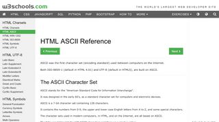 
                            5. HTML ASCII Reference - W3Schools