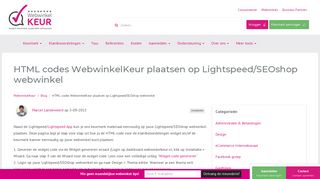 
                            12. HTML codes WebwinkelKeur plaatsen op Lightspeed/SEOshop ...