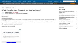 
                            6. HTML Formular: User Eingabe in .txt Datei speichern - Administrator