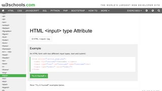 
                            2. HTML input type Attribute - W3Schools