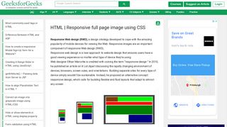 
                            5. HTML | Responsive full page image using CSS - GeeksforGeeks