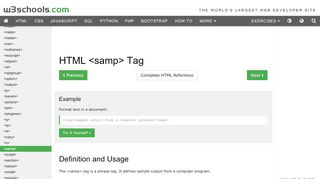 
                            13. HTML samp tag - W3Schools