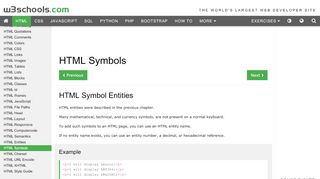 
                            2. HTML Symbols - W3Schools