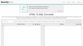 
                            7. HTML To SQL Converter - BeautifyTools.com