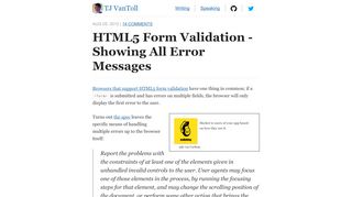 
                            6. HTML5 Form Validation - Showing All Error Messages - TJ VanToll