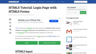 
                            1. HTML5 Tutorial: Login Page with HTML5 Forms - Hongkiat