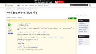 
                            10. Html.BeginForm() Bug ?? | The ASP.NET Forums